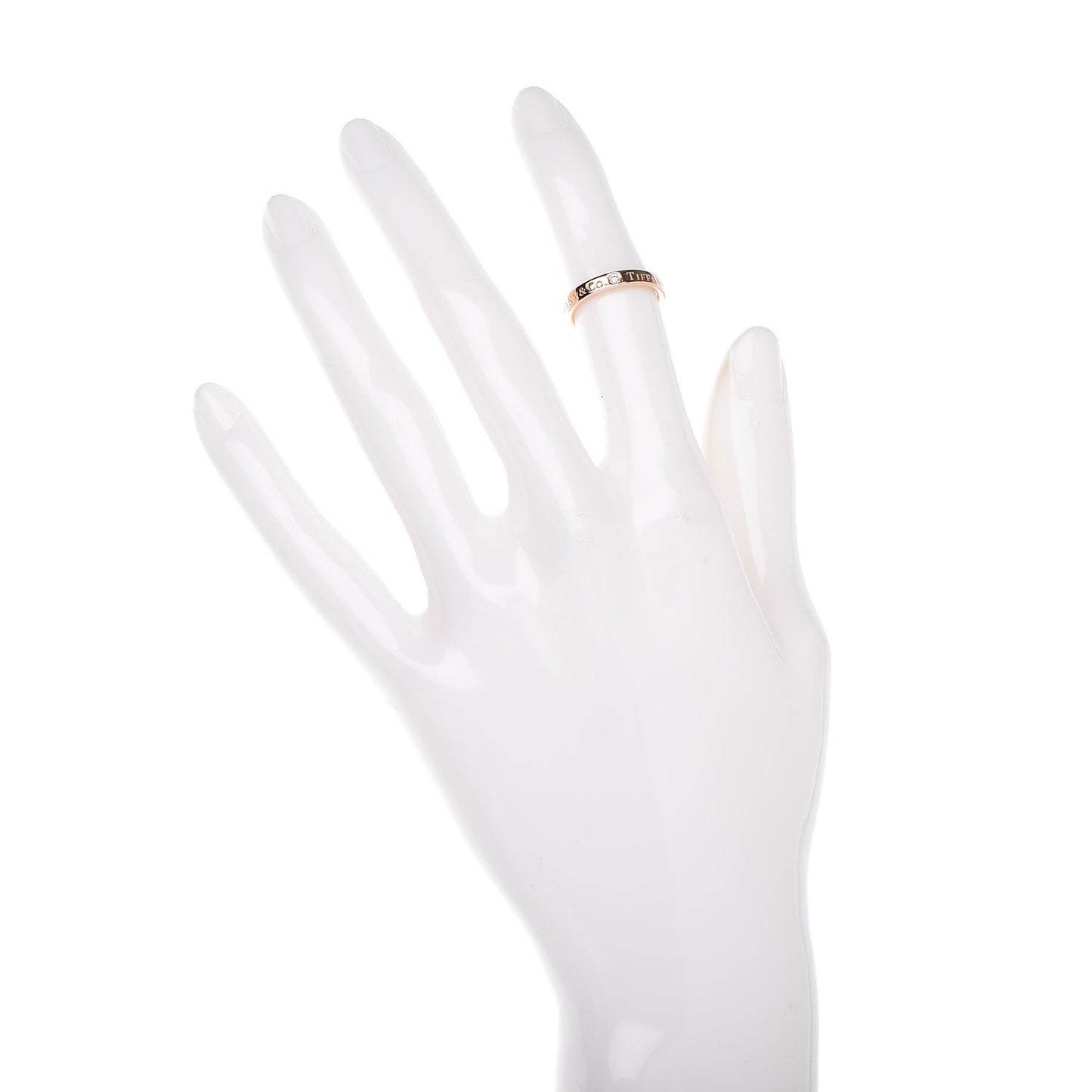 18K Rose Gold Diamond 3mm Logo Band Ring 47 4