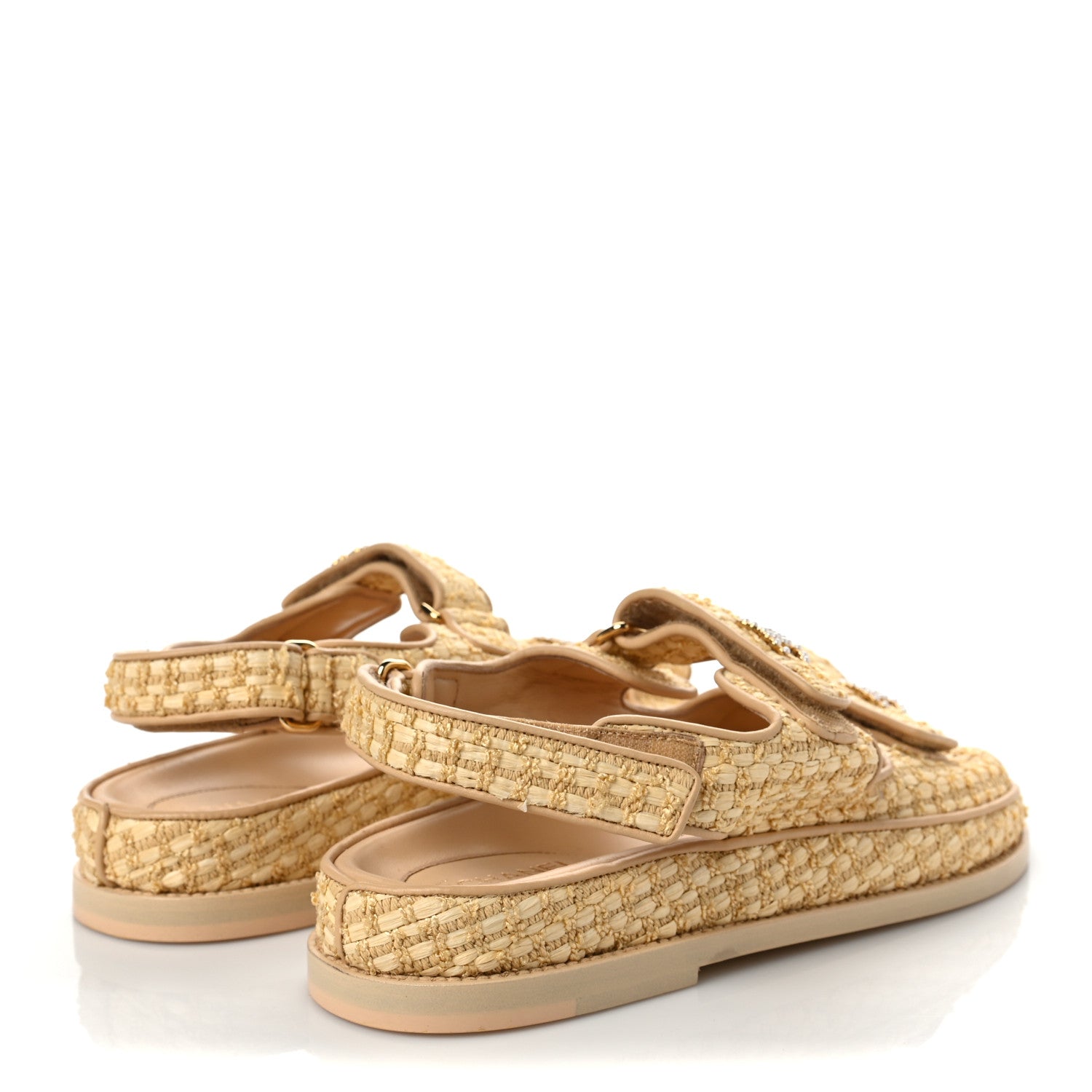 Chanel Braided Fabric Velcro Dad Sandals 38 Beige 4 of 8