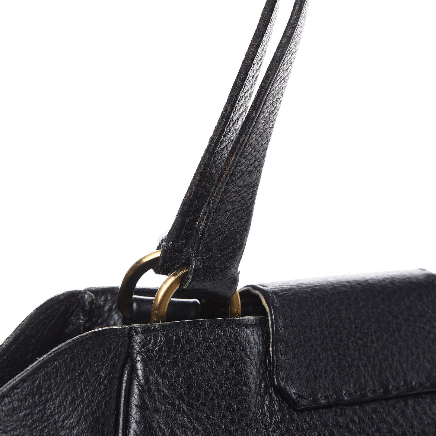 Vitello Daino Turnlock Shoulder Bag Black