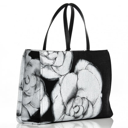 Chanel Canvas Large Camellia Shopping Tote White 3 of 7