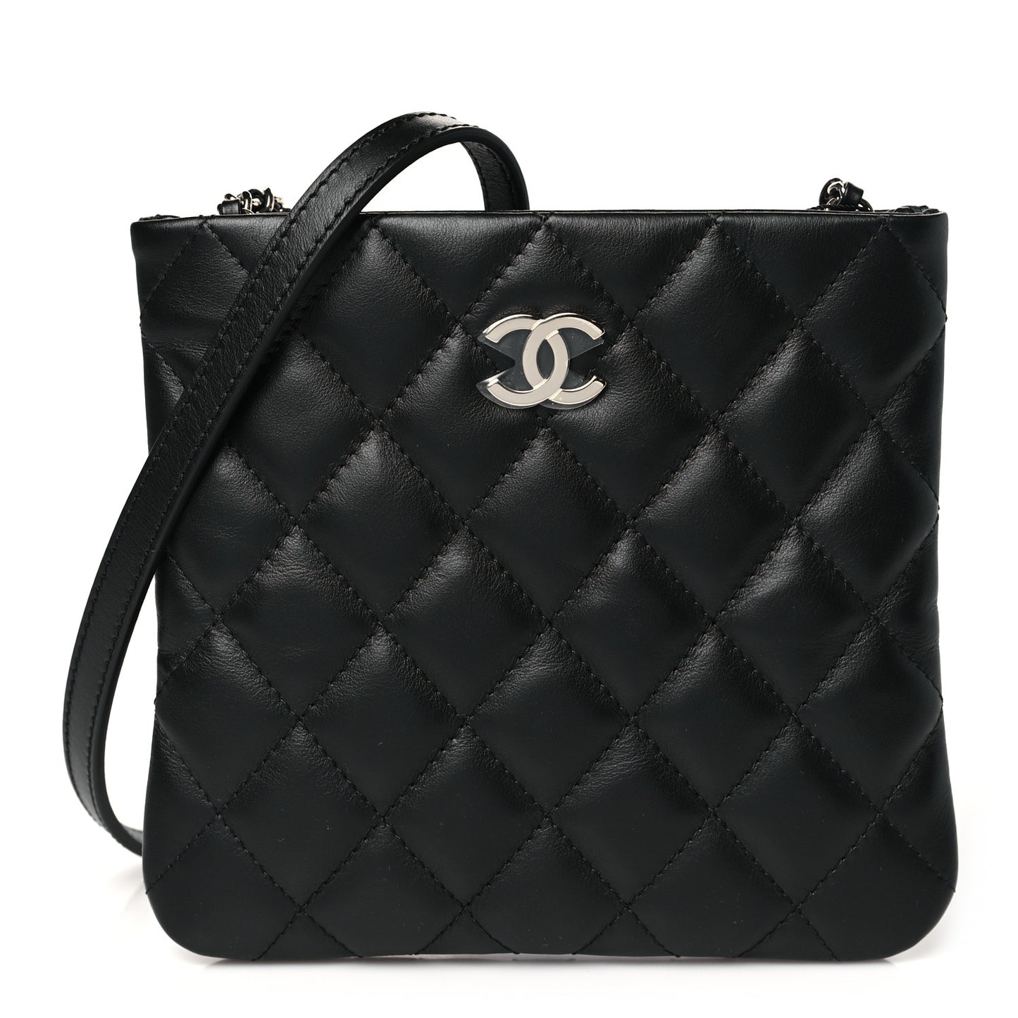 Lambskin Quilted Uniform Crossbody Bag Black