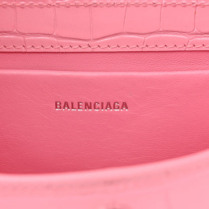 Balenciaga Shiny Super Supple Calfskin Crocodile Embossed Small XX Flap Stretch Bag Sweet Pink 7 of 13