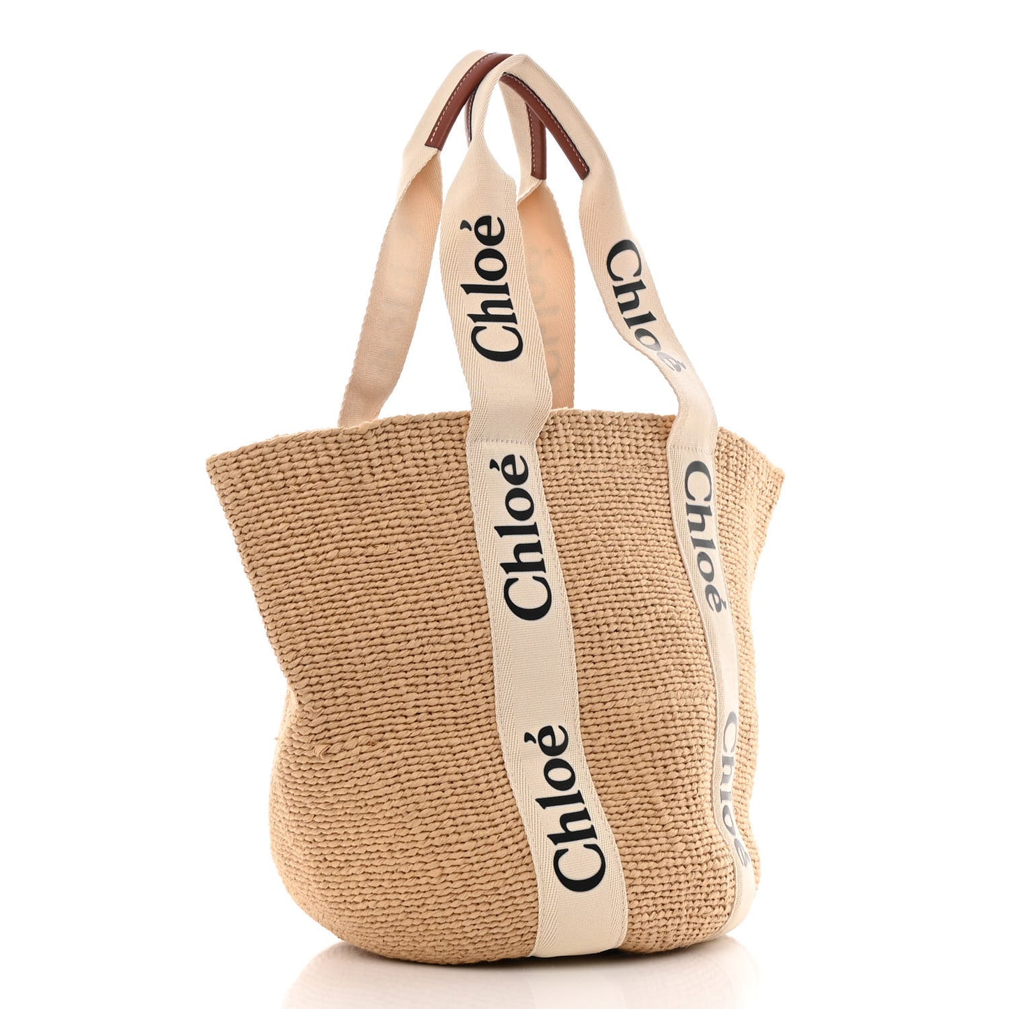 Raffia Large Woody Tote White
