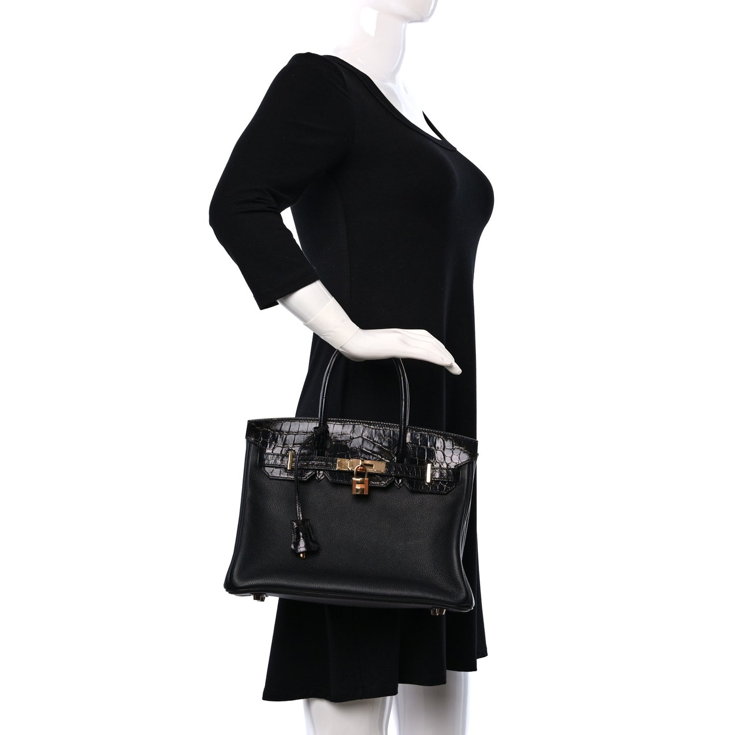Taurillon Novillo Shiny Niloticus Crocodile Birkin Touch 30 Black