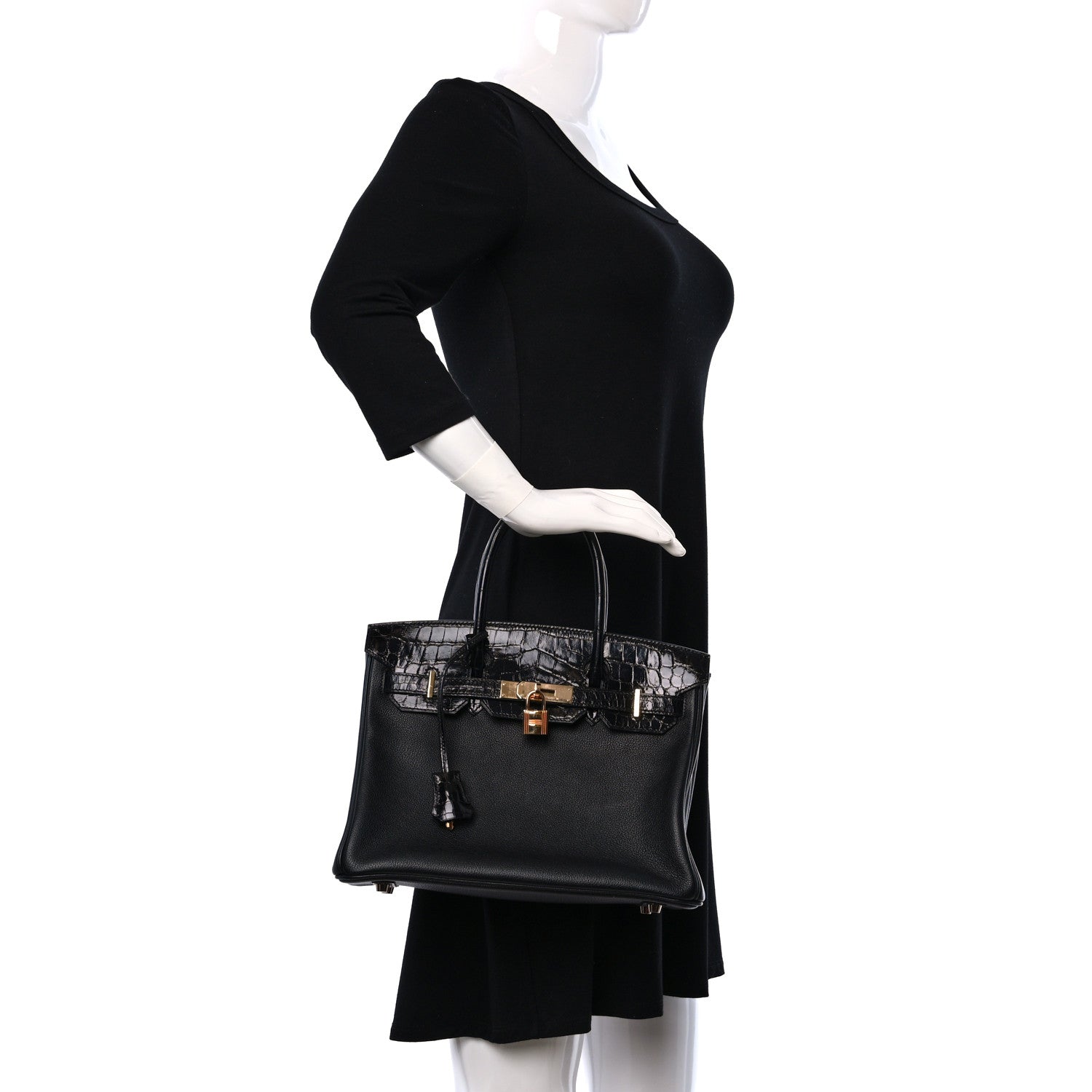 Hermes Taurillon Novillo Shiny Niloticus Crocodile Birkin Touch 30 Black 2 of 9