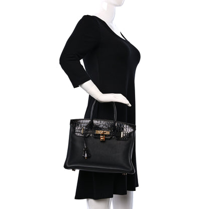 Hermes Taurillon Novillo Shiny Niloticus Crocodile Birkin Touch 30 Black 2 of 9