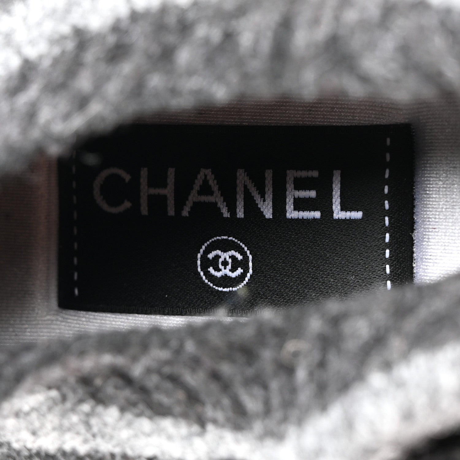 Chanel Fabric Suede Calfskin Womens CC Sneakers 37 Black Grey 6 of 8