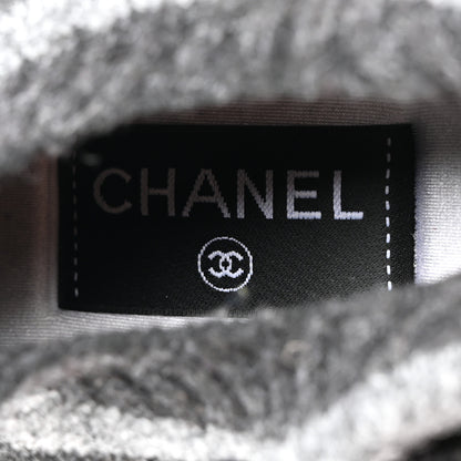 Chanel Fabric Suede Calfskin Womens CC Sneakers 37 Black Grey 6 of 8