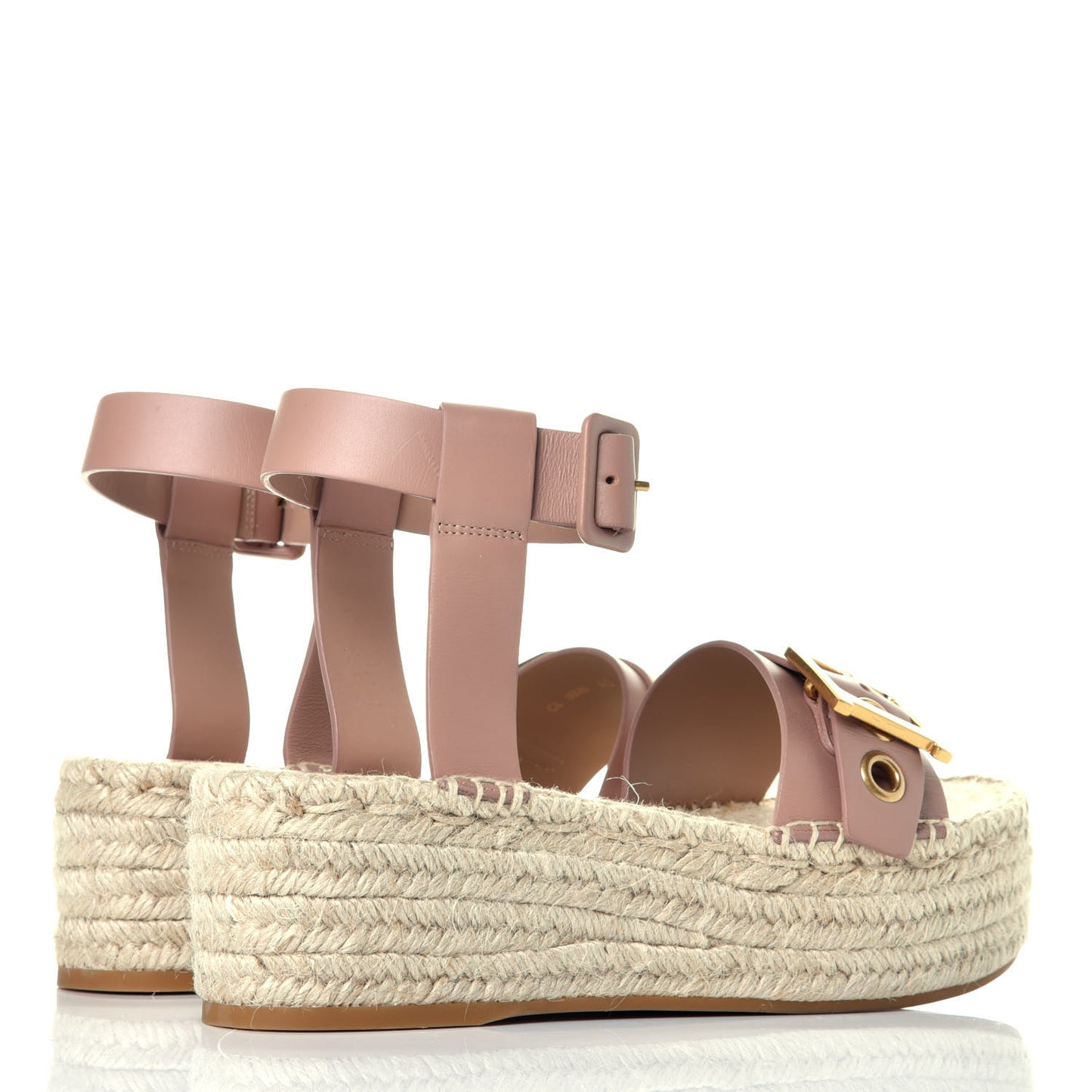 Calfskin D-Dior Espadrille Platform Sandals 40 Rose De Vents