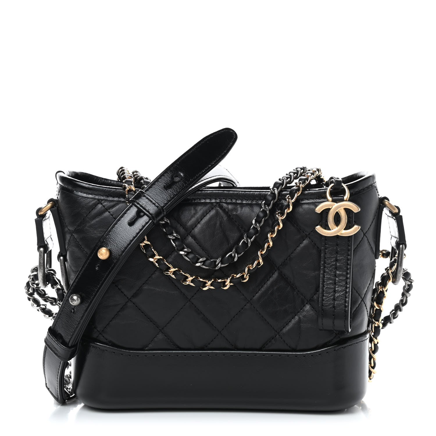 Chanel Aged Calfskin Quilted Small Gabrielle Hobo Black 1 of 9