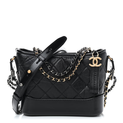 Chanel Aged Calfskin Quilted Small Gabrielle Hobo Black 1 of 9