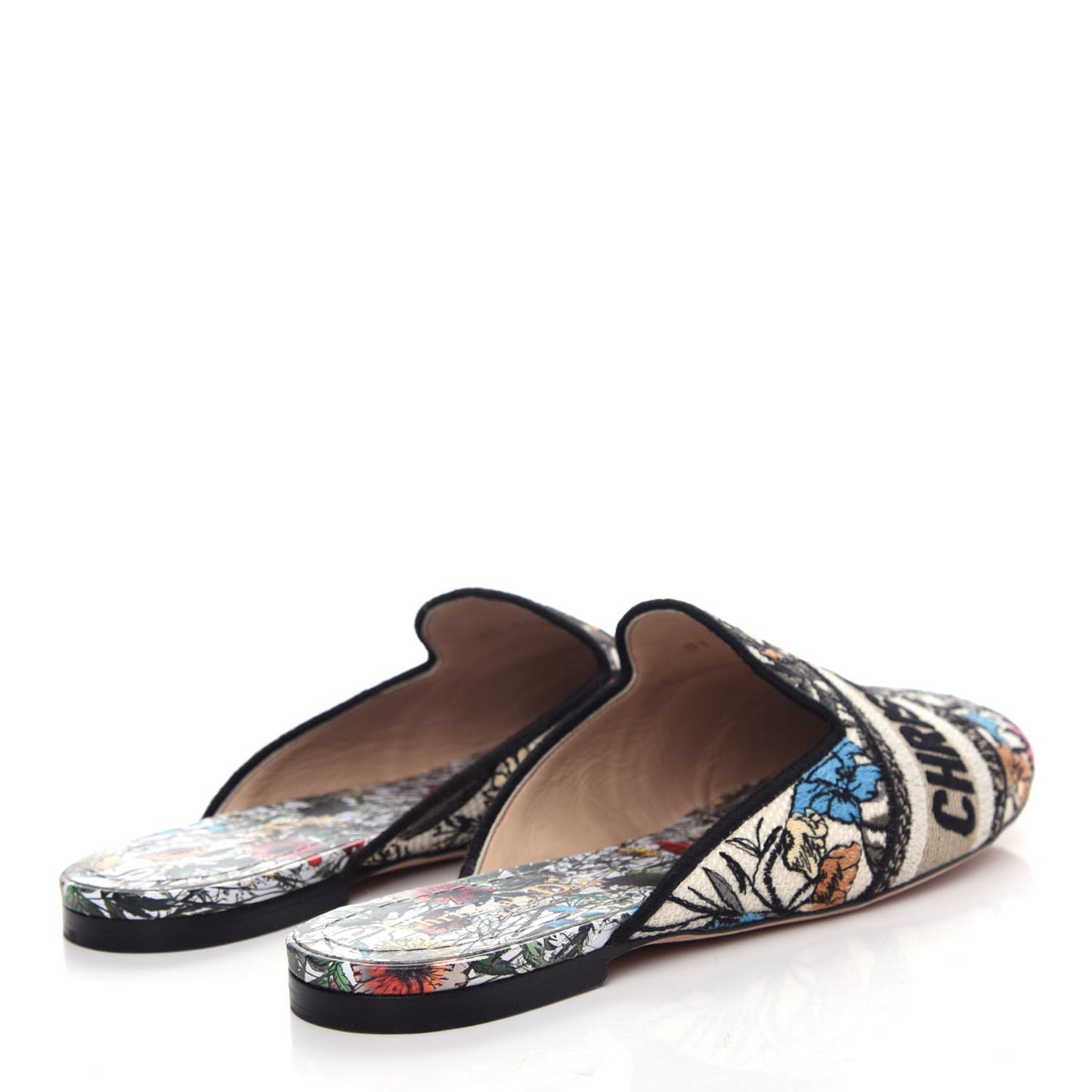 Canvas Cotton Embroidered Mille Fleurs Dioriviera Mules 37 Multicolor