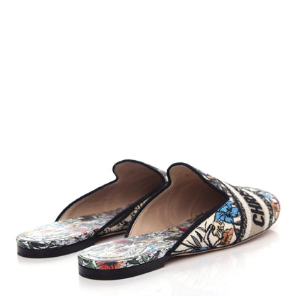 Christian Dior Canvas Cotton Embroidered Mille Fleurs Dioriviera Mules 37 Multicolor 4 of 10