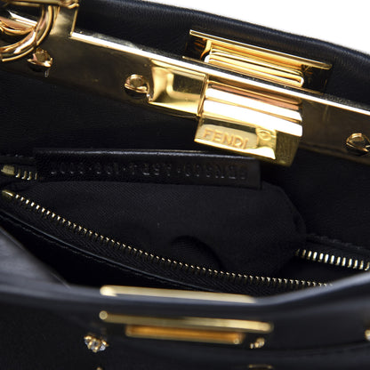 Fendi Nappa Crystal Studded XS Peekaboo Iconic Satchel Black 10 of 11