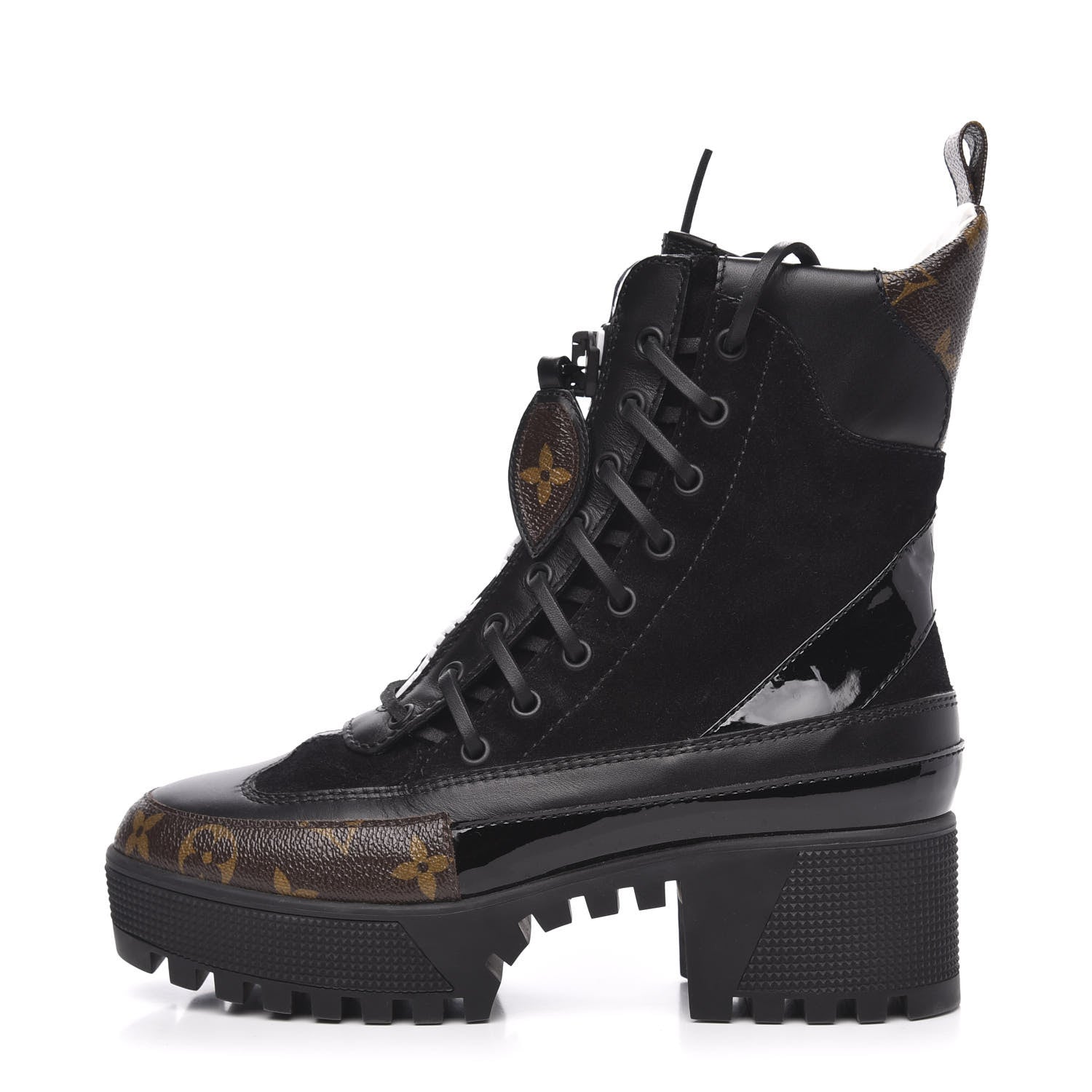Louis Vuitton Suede Calfskin Monogram Laureate Platform Desert Boots 37 Black 1 of 8