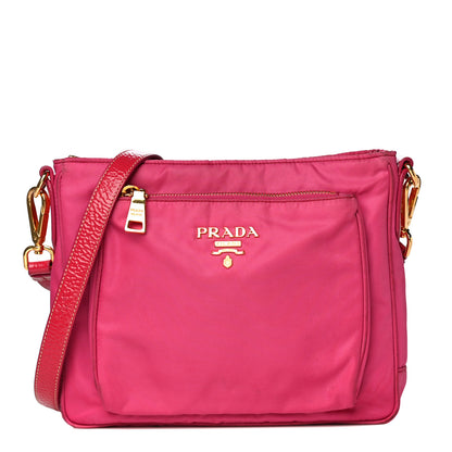 Prada Tessuto Nylon Patent Pocket Messenger Bag Fuxia 1 of 19