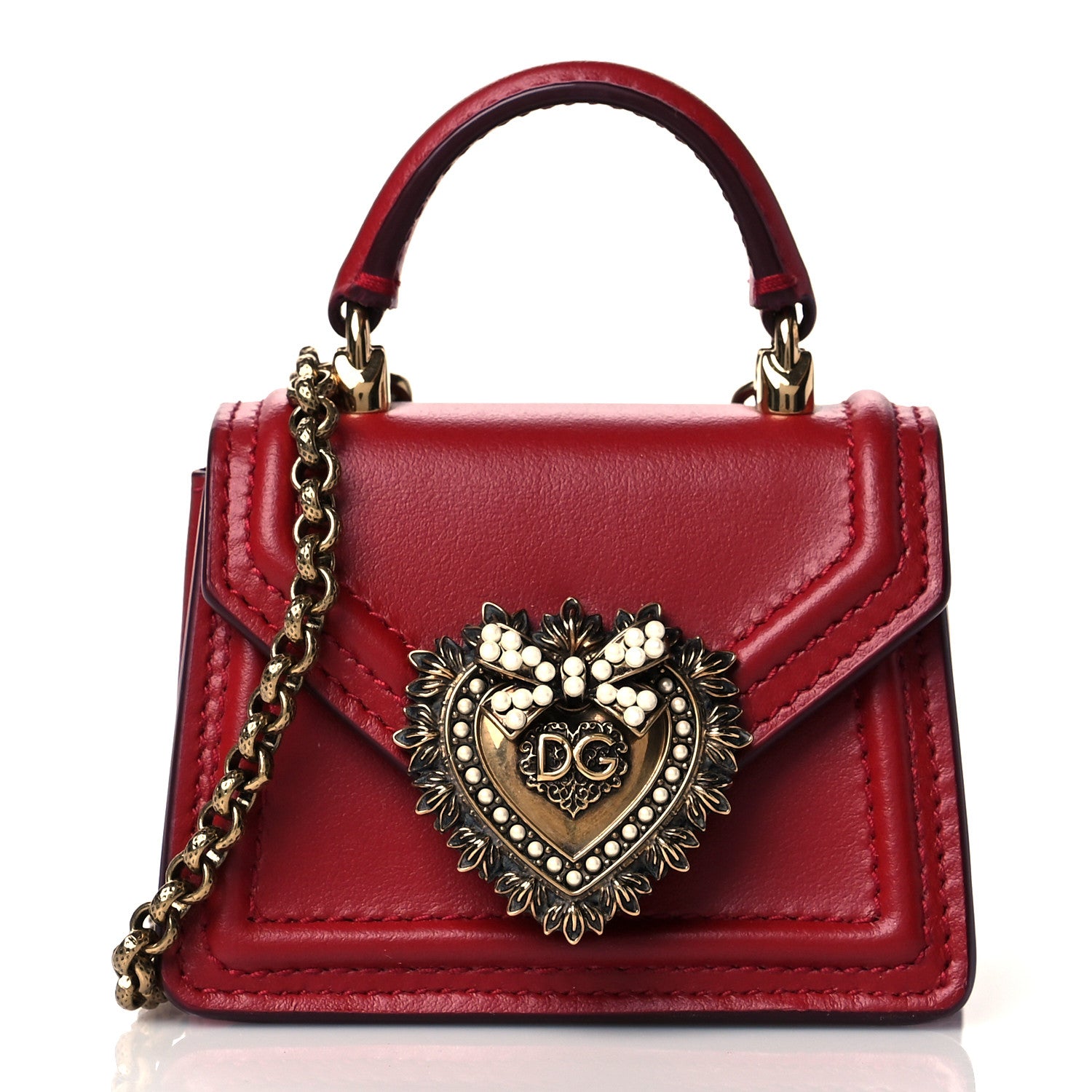Dolce & Gabbana Smooth Calfskin Micro Devotion Satchel Red 1 of 10