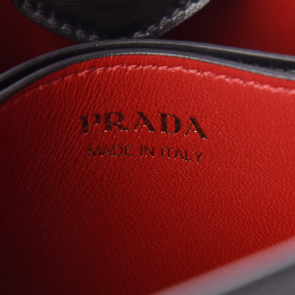 Prada Saffiano Cuir Medium Panier Bucket Bag Black Fuoco 6 of 9