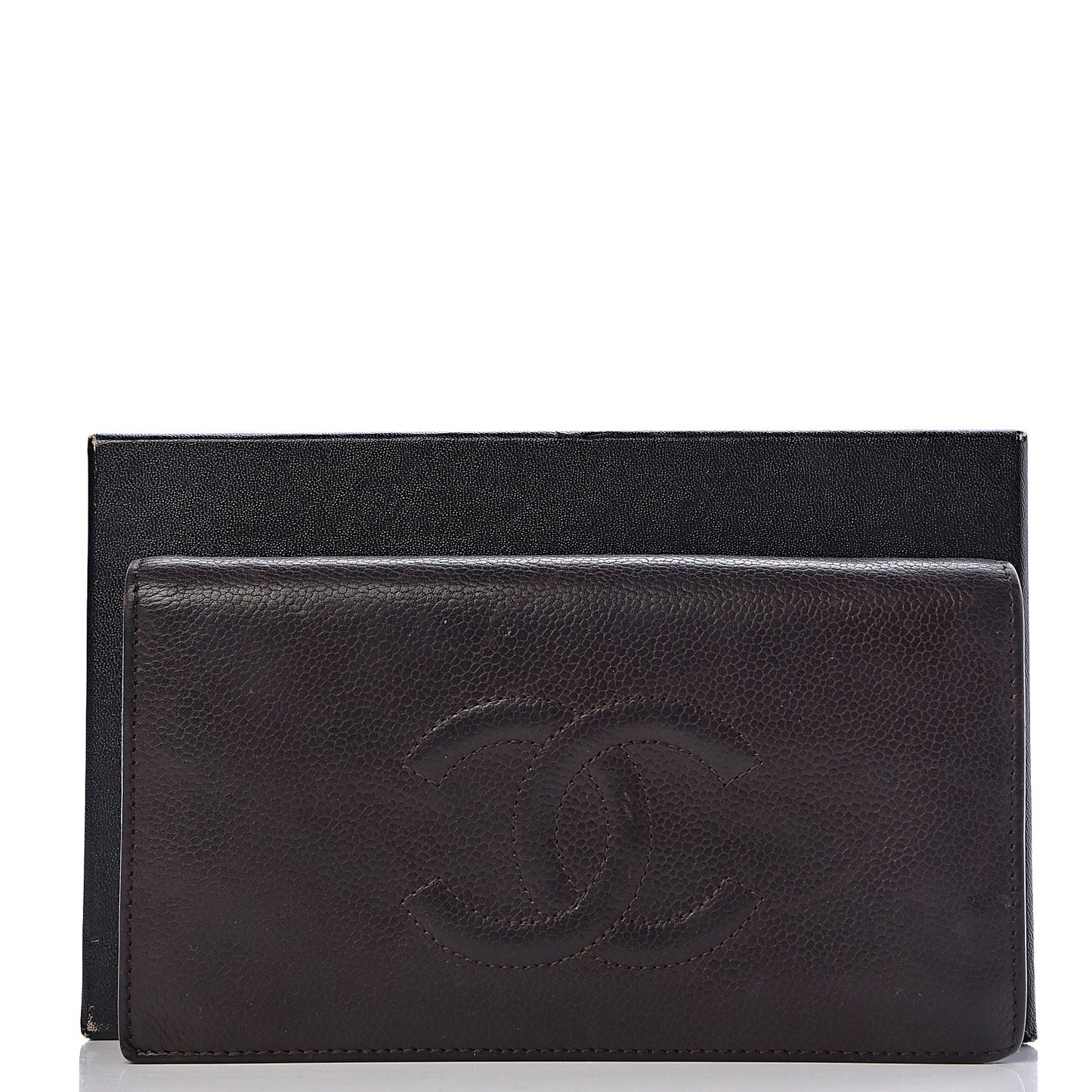 Caviar Timeless CC Yen Wallet Dark Brown