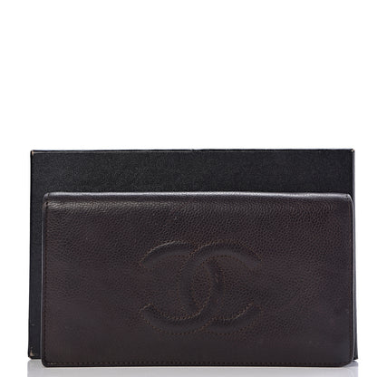 Chanel Caviar Timeless CC Yen Wallet Dark Brown 19 of 22