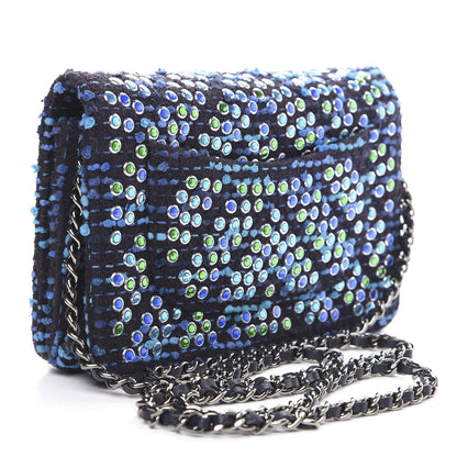 Chanel Crystal Tweed Wallet On Chain WOC Blue 2 of 10