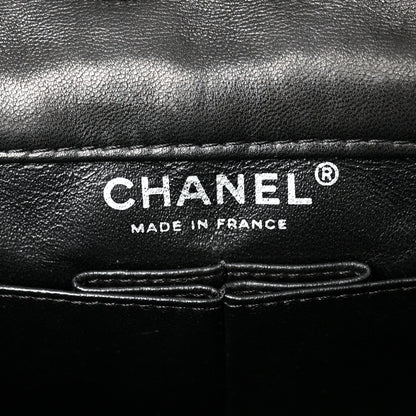 Chanel Canvas Sequin Stripe Medium Double Flap Black White 6 of 12