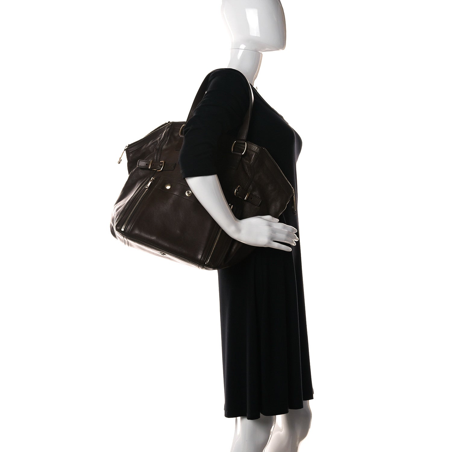 Saint Laurent Calfskin Medium Downtown Tote Brown 2 of 19