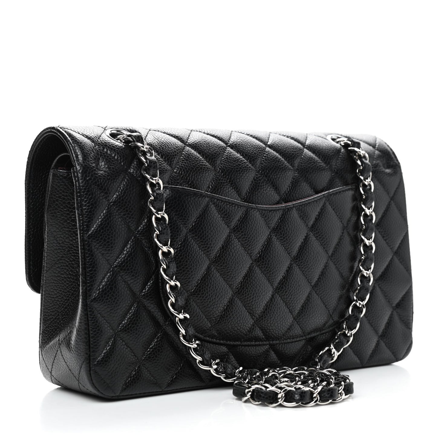 Caviar Quilted Medium Double Flap Black