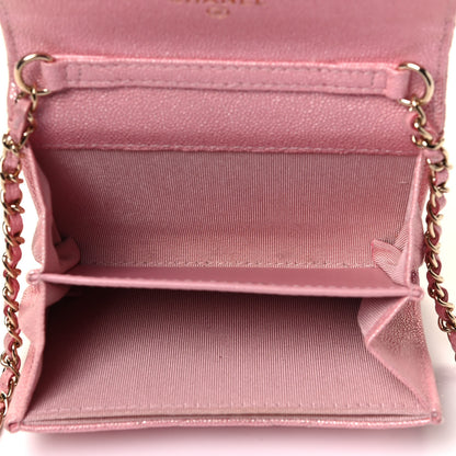 Chanel Iridescent Caviar Quilted Flap Card Holder On Chain Pink 4 of 4