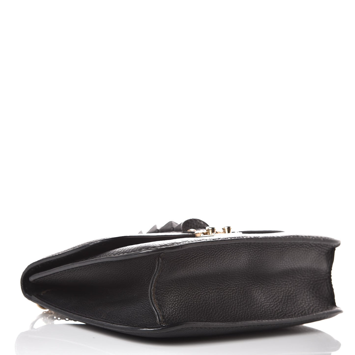 Pebbled Calfskin Medium Glam Lock Rockstud Flap Black
