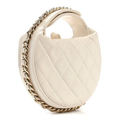 Chanel Lambskin Quilted Chain Around Pouch Hobo White 3 of 7