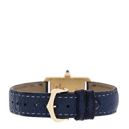 Cartier 18K Yellow Gold Calfskin 22mm Tank Louis Quartz Watch Blue 3 of 7