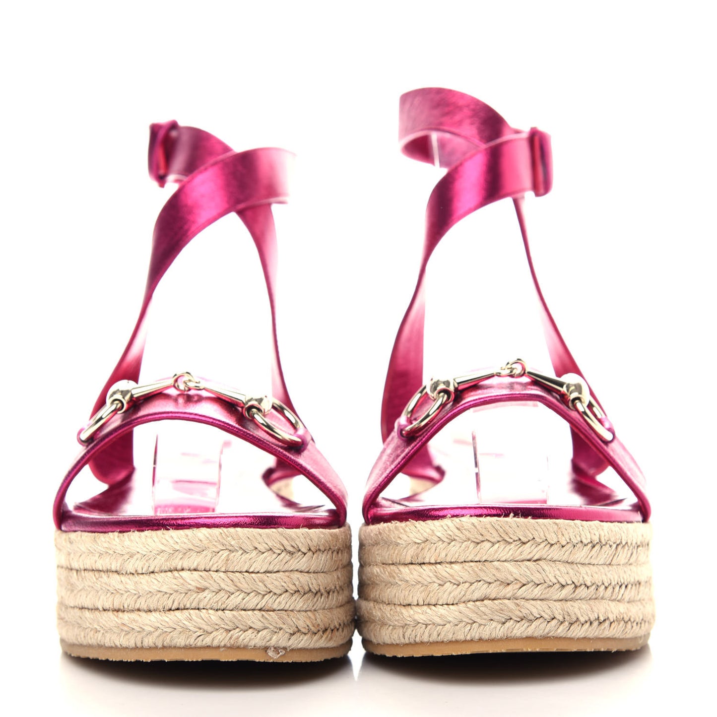 Metallic Nappa Horsebit Espadrille Sandals 37 Pink