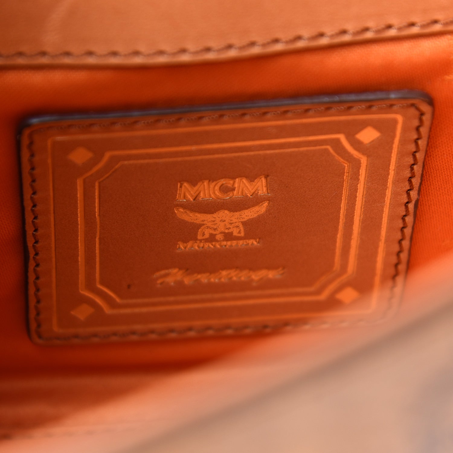 MCM Visetos Mini Heritage Top Handle Satchel Cognac 7 of 10