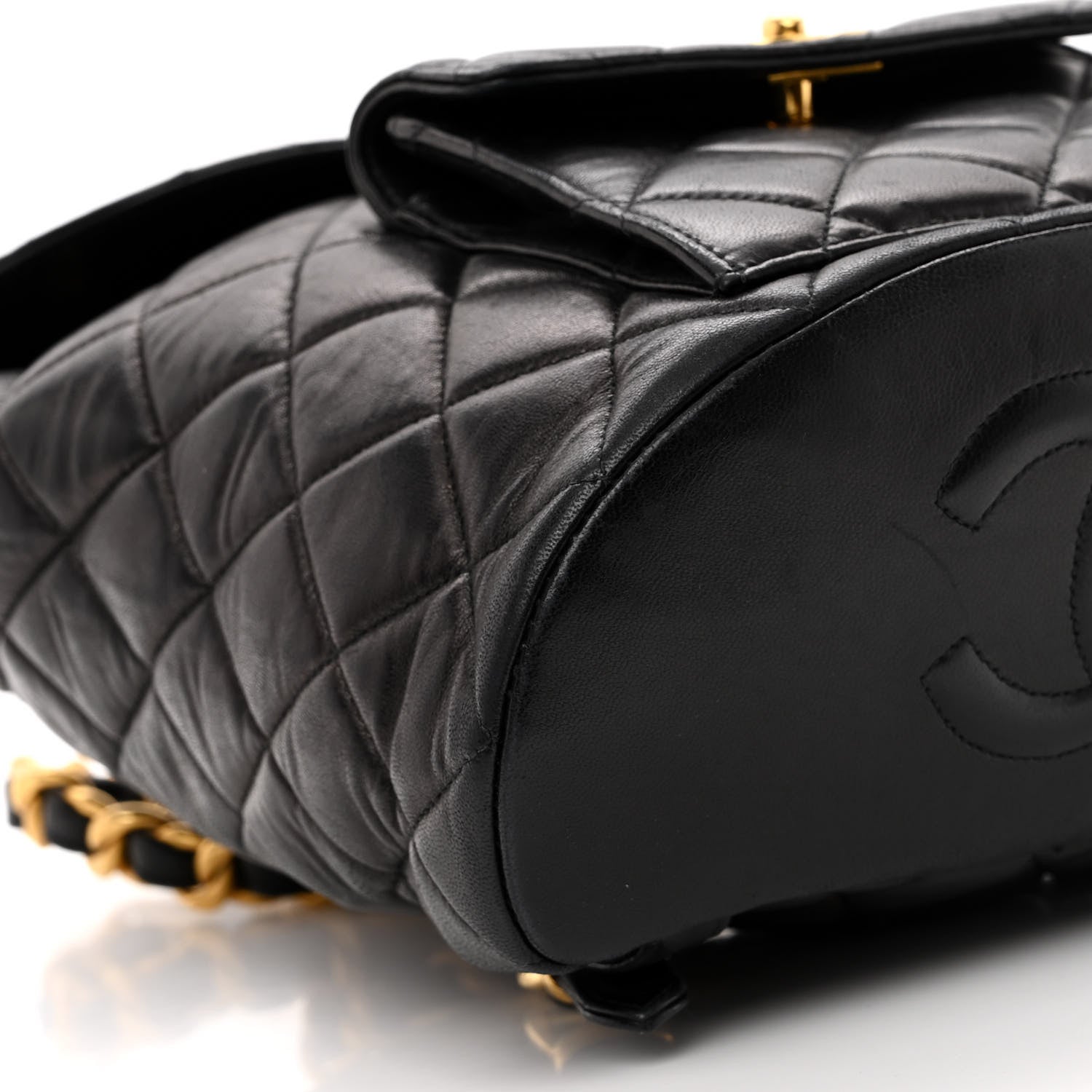 Chanel Lambskin Quilted Drawstring Backpack Black 8 of 9