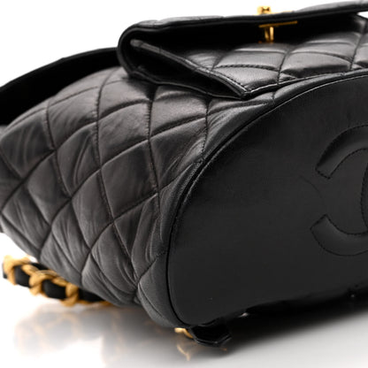 Chanel Lambskin Quilted Drawstring Backpack Black 8 of 9