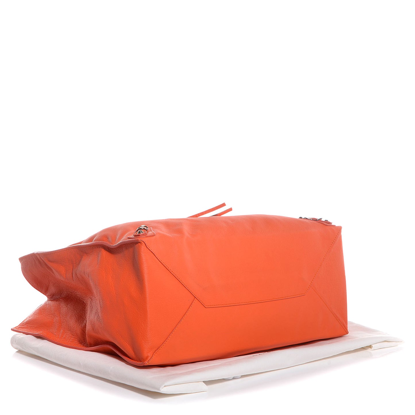 Veau Leather Papier A4 Tote Tangerine