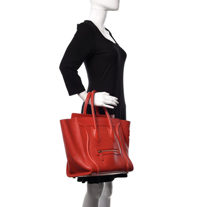 Celine Baby Calfskin Mini Luggage Coquelicot 2 of 8