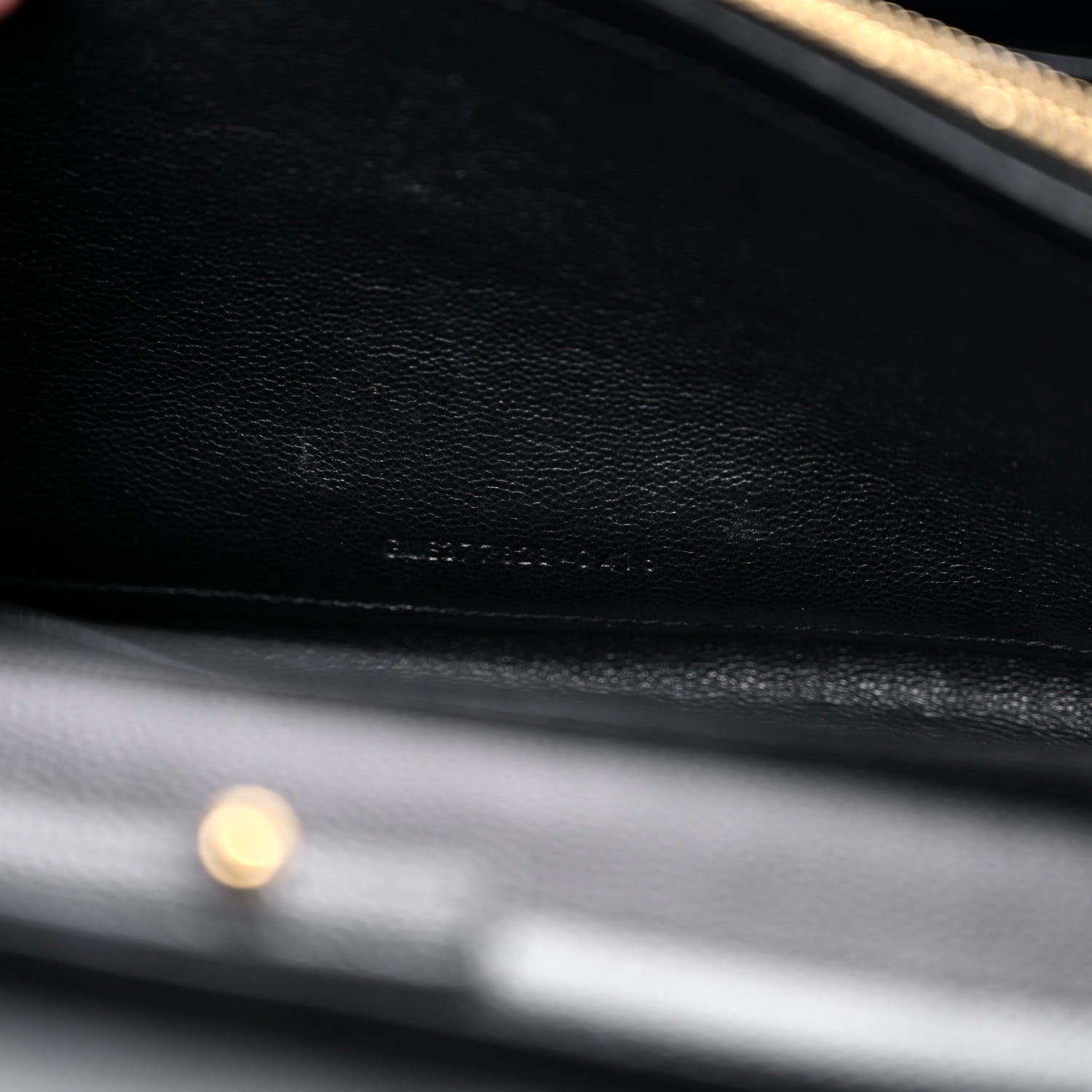 Saint Laurent Grain De Poudre Matelasse Chevron Monogram Chain Wallet Black 8 of 12