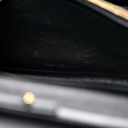 Saint Laurent Grain De Poudre Matelasse Chevron Monogram Chain Wallet Black 8 of 12