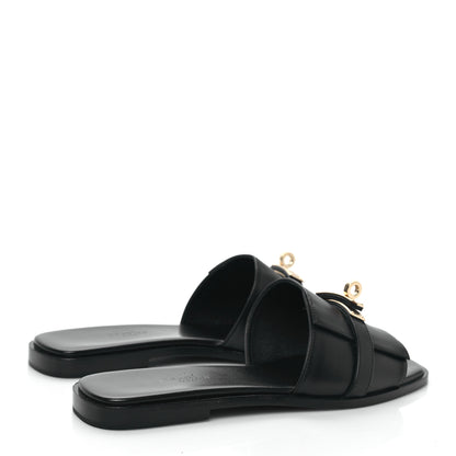 Hermes Calfskin Giulia Sandals 37.5 Black 4 of 8