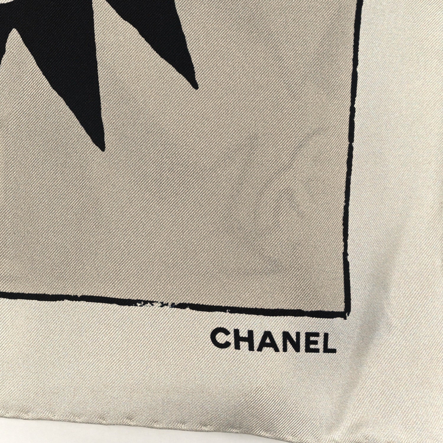 Chanel Silk CC Comics Square Scarf Light Beige Black Grey Light Grey Ecru 2 of 3