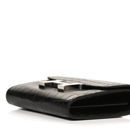 Hermes Matte Alligator Constance Short Wallet Black 8 of 9
