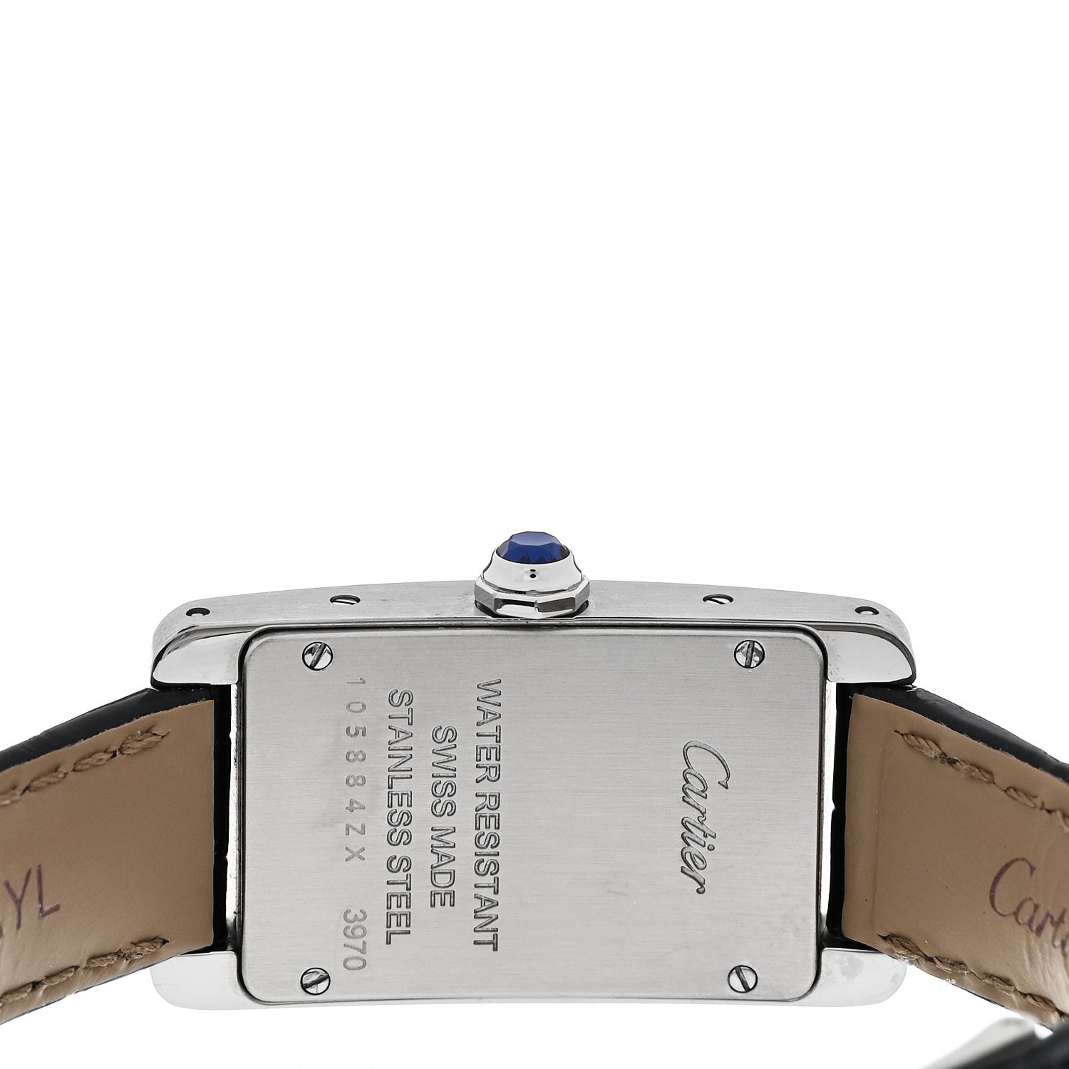 Cartier Stainless Steel Alligator 19mm Tank Americaine Quartz Watch Blue 4 of 5