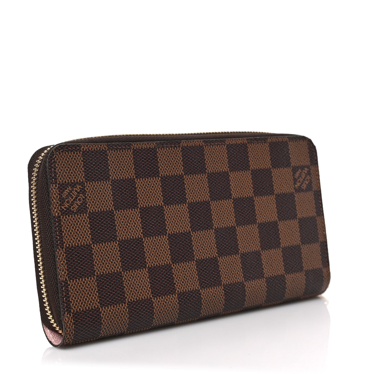 Damier Ebene Zippy Wallet Rose Ballerine