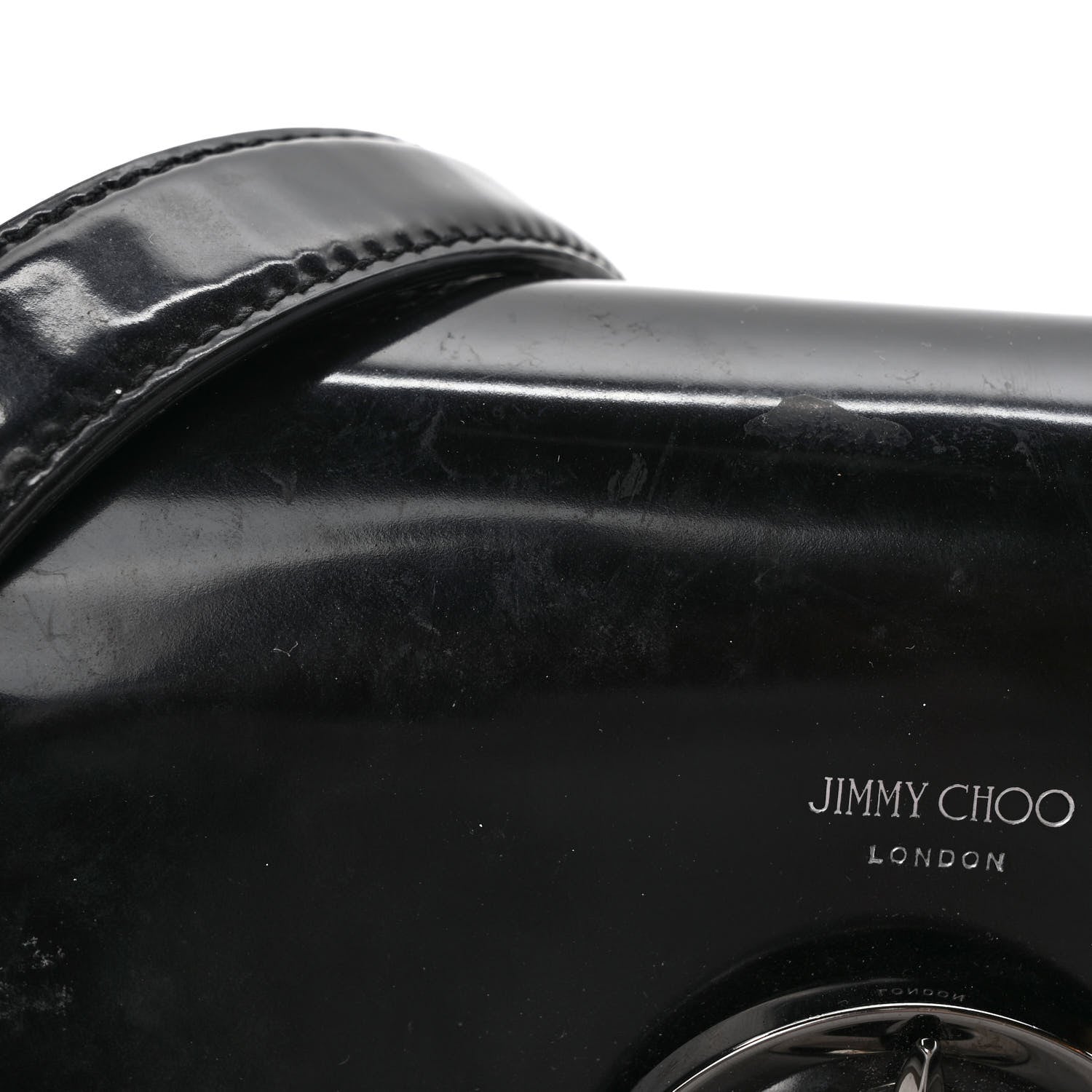 Jimmy Choo Patent Calfskin Madeline Chain Shoulder Bag Black 9 of 10