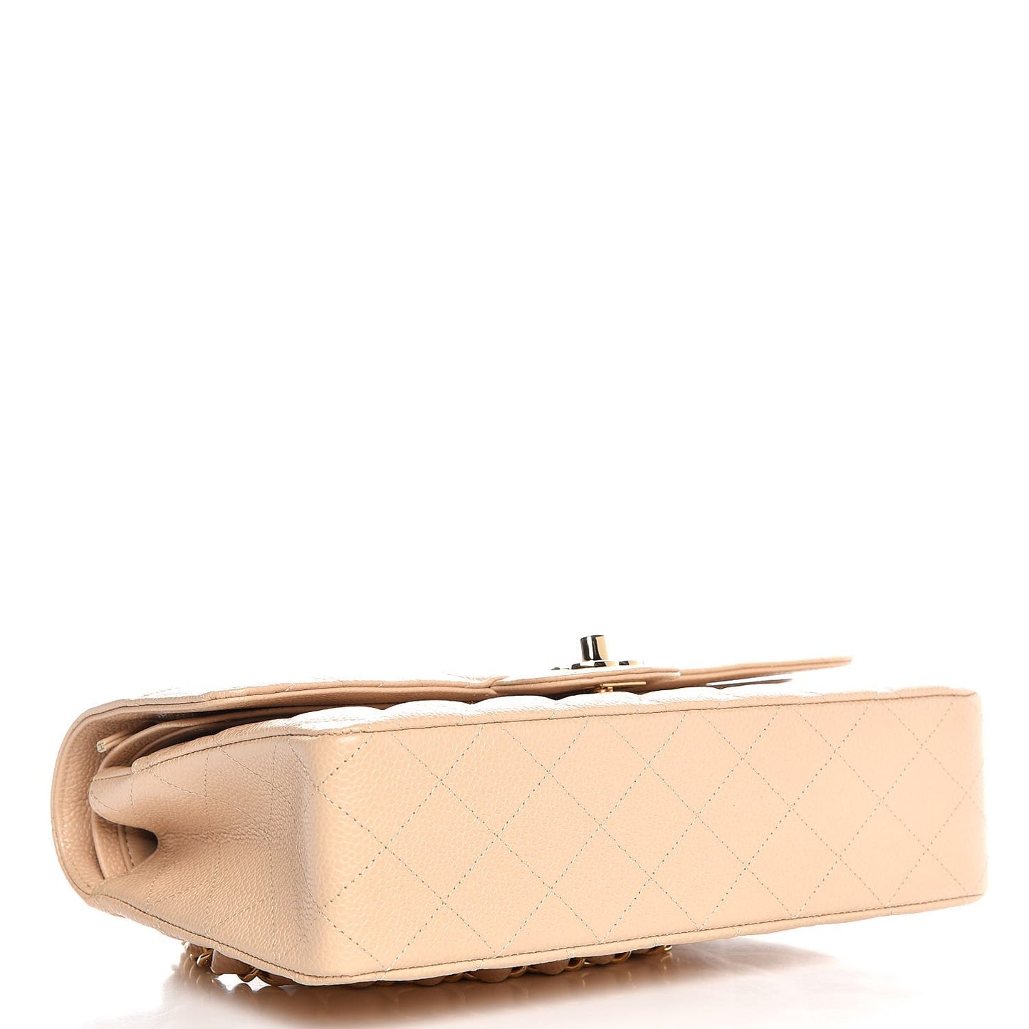 Caviar Quilted Medium Double Flap Light Beige