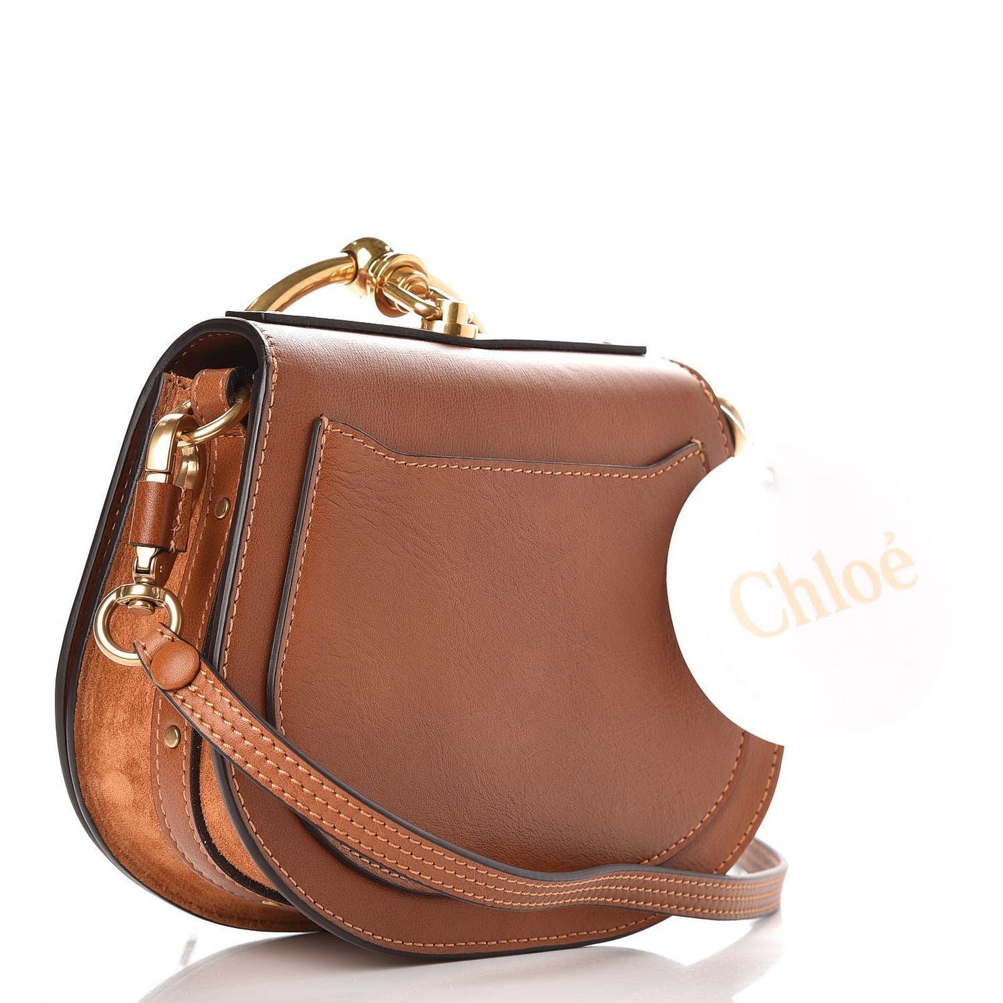 Calfskin Suede Small Nile Bracelet Bag Caramel
