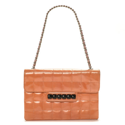 Chanel Patent Square Stitched Keyboard Flap Clutch Orange 1 of 7
