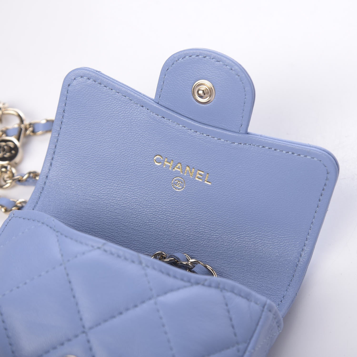 Chanel Lambskin Quilted Chain Belt Bag Blue 9 of 12